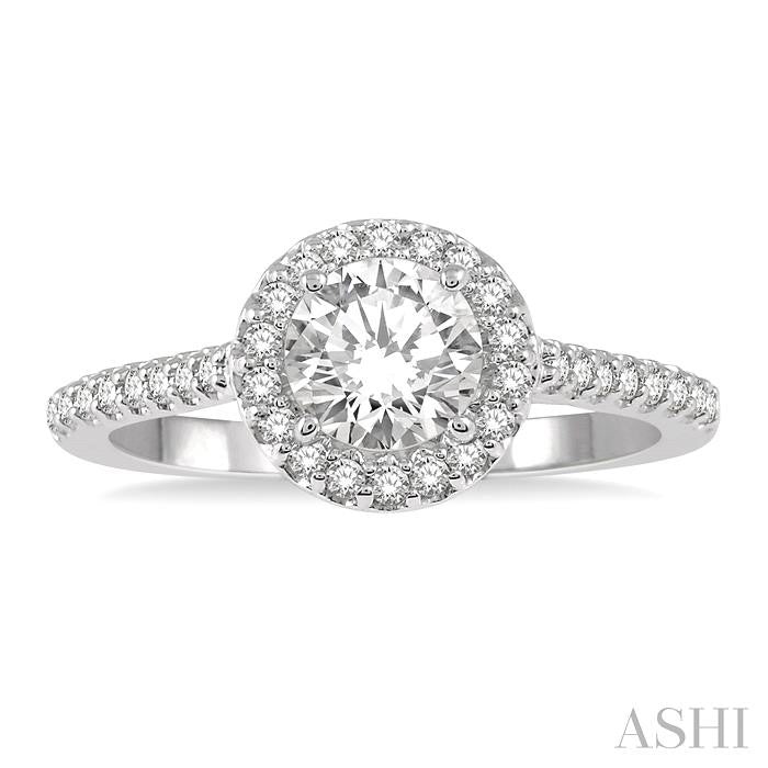 1/3 Ctw Round Cut Diamond Semi-Mount Engagement Ring in 14K White Gold