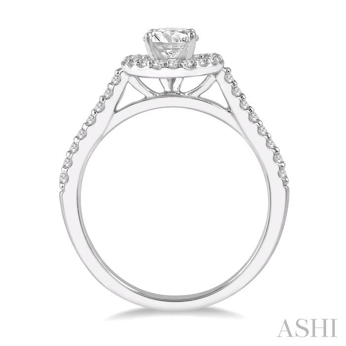 1/3 Ctw Round Cut Diamond Semi-Mount Engagement Ring in 14K White Gold