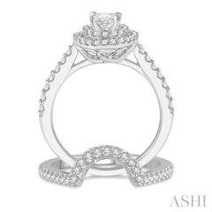 5/8 Ctw Diamond Wedding Set With 1/2 Ct Engagement Ring and 1/10 Ct Wedding Band in 14K White Gold