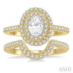 5/8 Ctw Diamond Wedding Set With 1/2 Ct Engagement Ring and 1/10 Ct Wedding Band in 14K Yellow and White Gold