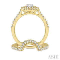 5/8 Ctw Diamond Wedding Set With 1/2 Ct Engagement Ring and 1/10 Ct Wedding Band in 14K Yellow and White Gold