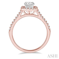 3/4 Ctw Diamond Ladies Engagement Ring with 1/2 Ct Round Cut Center Stone in 14K Rose and White Gold