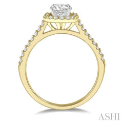 3/4 Ctw Diamond Ladies Engagement Ring with 1/2 Ct Round Cut Center Stone in 14K Yellow and White Gold