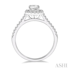 3/8 Ctw Diamond Ladies Engagement Ring with 1/4 Ct Princess Cut Center Stone in 14K White Gold