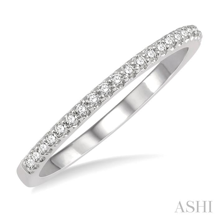 1/10 Ctw Round Cut Diamond Wedding Band in 14K White Gold