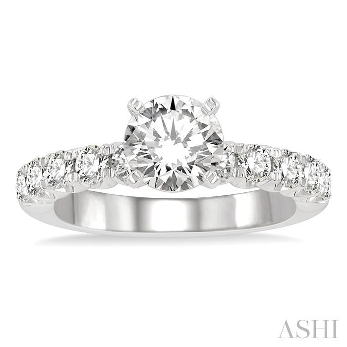 3/4 Ctw Round Cut Diamond Semi-Mount Engagement Ring in 14K White Gold