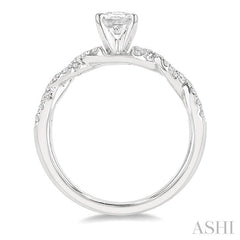 3/8 Ctw Twisted Shank Round Cut Diamond Semi-Mount Engagement Ring in 14K White Gold