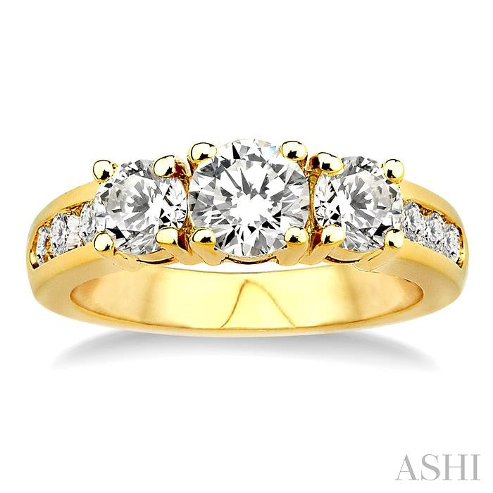 1 1/2 Ctw Nine Stone Round Cut Diamond Engagement Ring in 14K Yellow Gold