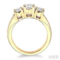 1 1/2 Ctw Nine Stone Round Cut Diamond Engagement Ring in 14K Yellow Gold