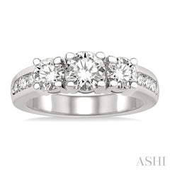 1 1/2 Ctw Nine Stone Round Cut Diamond Engagement Ring in 14K White Gold