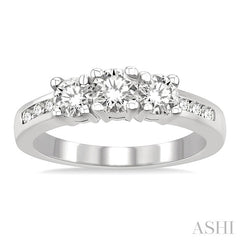 1 Ctw Nine Stone Round Cut Diamond Engagement Ring in 14K White Gold