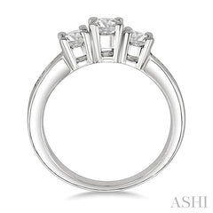 1 Ctw Nine Stone Round Cut Diamond Engagement Ring in 14K White Gold