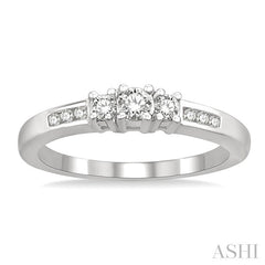 1/4 Ctw Nine Stone Round Cut Diamond Engagement Ring in 10K White Gold