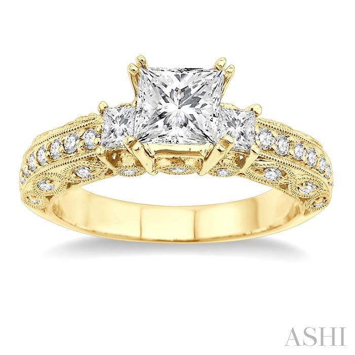 3/4 Ctw Diamond Semi-Mount Engagement Ring in 14K Yellow Gold