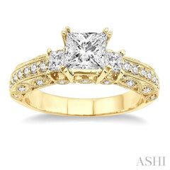 3/4 Ctw Diamond Semi-Mount Engagement Ring in 14K Yellow Gold