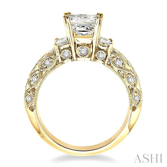 3/4 Ctw Diamond Semi-Mount Engagement Ring in 14K Yellow Gold