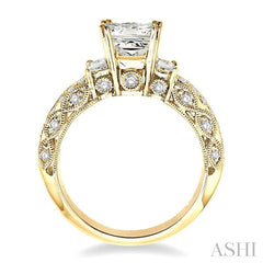 3/4 Ctw Diamond Semi-Mount Engagement Ring in 14K Yellow Gold