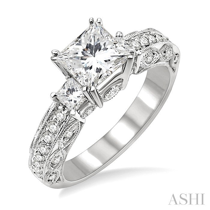 3/4 Ctw Diamond Semi-Mount Engagement Ring in 14K White Gold