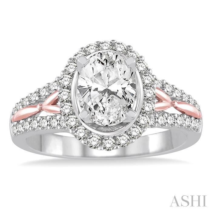 5/8 Ctw Diamond Semi-Mount Engagement Ring in 14K White and Rose Gold