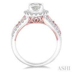 5/8 Ctw Diamond Semi-Mount Engagement Ring in 14K White and Rose Gold