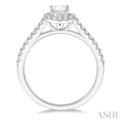 1/2 Ctw Oval Shape Semi-Mount Diamond Engagement Ring in 14K White Gold