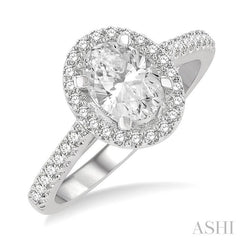 1/3 Ctw Oval Shape Semi-Mount Diamond Engagement Ring in 14K White Gold