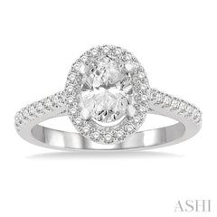 1/3 Ctw Oval Shape Semi-Mount Diamond Engagement Ring in 14K White Gold