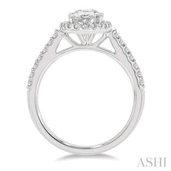 1/3 Ctw Oval Shape Semi-Mount Diamond Engagement Ring in 14K White Gold