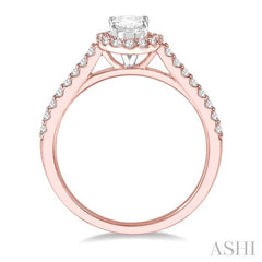 1/4 Ctw Oval Shape Semi-Mount Diamond Engagement Ring in 14K Rose and White Gold