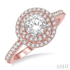 1/2 Ctw Round Cut Diamond Semi-Mount Engagement Ring in 14K Rose and White Gold