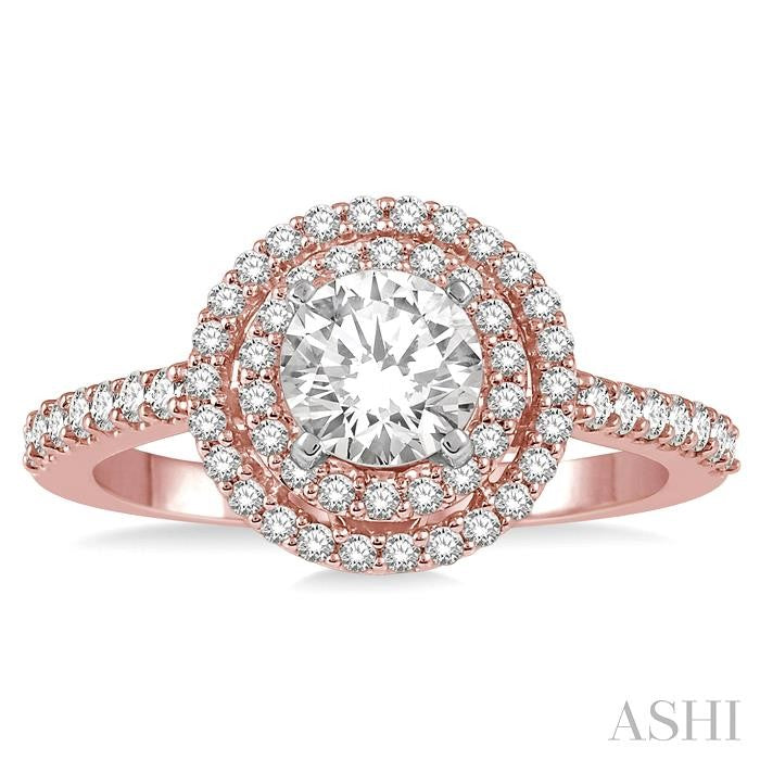 1/2 Ctw Round Cut Diamond Semi-Mount Engagement Ring in 14K Rose and White Gold