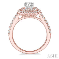 1/2 Ctw Round Cut Diamond Semi-Mount Engagement Ring in 14K Rose and White Gold
