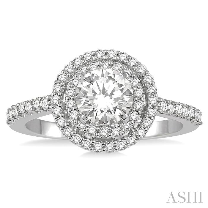 5/8 Ctw Round Cut Diamond Semi-Mount Engagement Ring in 14K White Gold