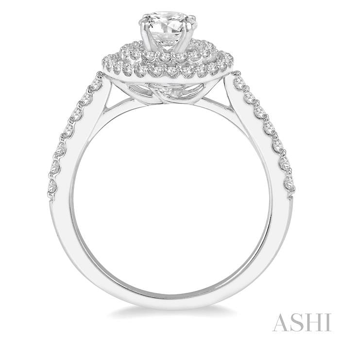 5/8 Ctw Round Cut Diamond Semi-Mount Engagement Ring in 14K White Gold