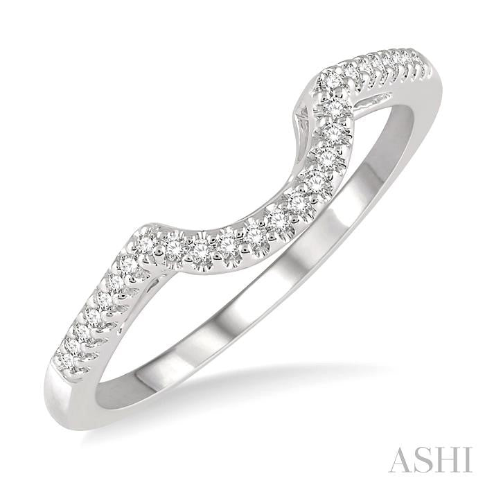 1/10 Ctw Round Cut Diamond Wedding Band in 14K White Gold