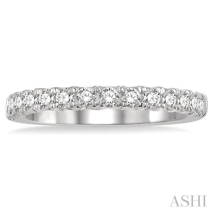 1 Ctw Round Cut Diamond Wedding Band in 14K White Gold