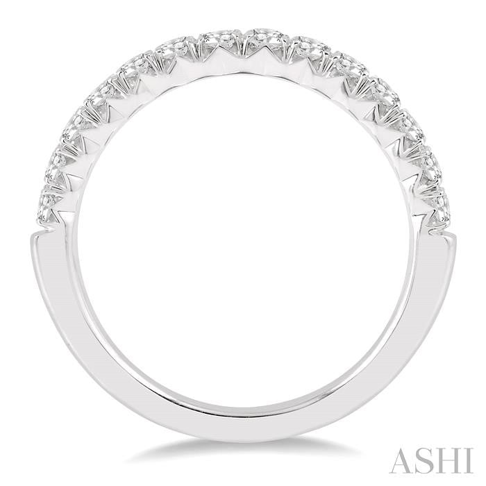 1 Ctw Round Cut Diamond Wedding Band in 14K White Gold
