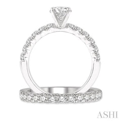 3/4 Ctw Diamond Wedding Set With 1/2 Ctw Round cut Engagement Ring and 1/4 Ctw Wedding Band in 14K White Gold