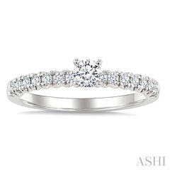1/2 Ctw Endless Embrace Round Cut Diamond Ladies Engagement Ring with 1/4 Ct Round Cut Center Stone in 14K White Gold