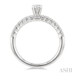 1/2 Ctw Endless Embrace Round Cut Diamond Ladies Engagement Ring with 1/4 Ct Round Cut Center Stone in 14K White Gold