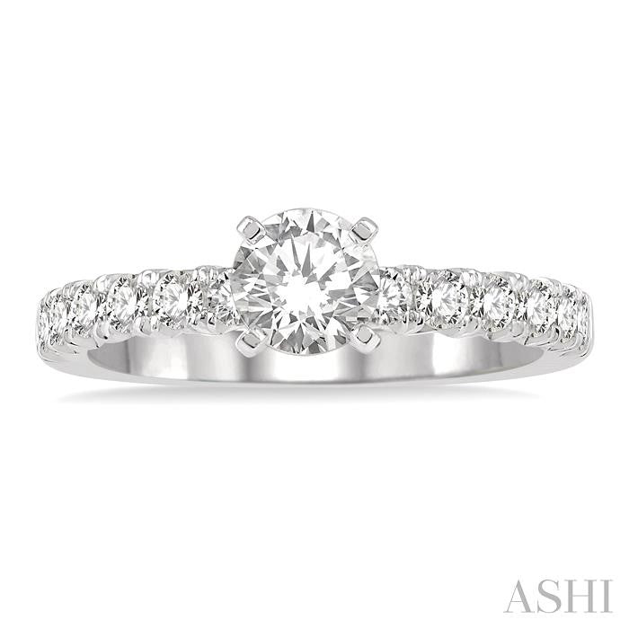 1/2 Ctw Round Cut Diamond Semi-Mount Engagement Ring in 14K White Gold