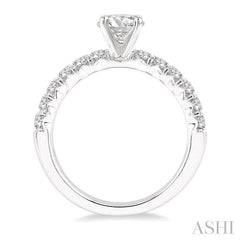 1/2 Ctw Round Cut Diamond Semi-Mount Engagement Ring in 14K White Gold