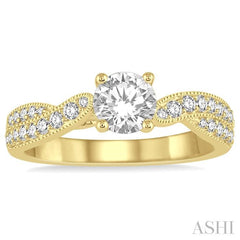 5/8 Ctw Diamond Engagement Ring with 1/3 Ct Round Cut Center Stone in 14K Yellow Gold