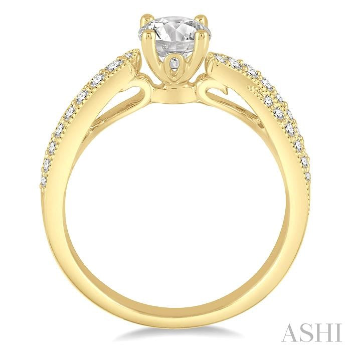 5/8 Ctw Diamond Engagement Ring with 1/3 Ct Round Cut Center Stone in 14K Yellow Gold