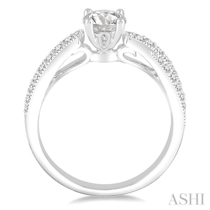 1/3 Ctw Round Diamond Semi-Mount Engagement Ring in 14K White Gold