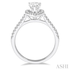 3/4 Ctw Diamond Ladies Engagement Ring with 1/2 Ct Pear Cut Center Stone in 14K White Gold