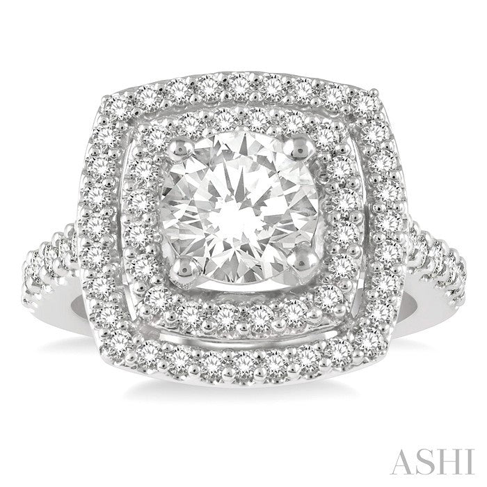 1 Ctw Princess Cut Semi-Mount Diamond Engagement Ring in 14K White Gold