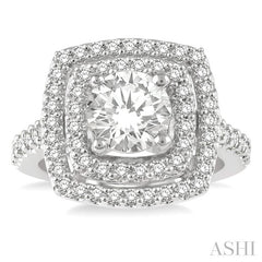 1 Ctw Princess Cut Semi-Mount Diamond Engagement Ring in 14K White Gold