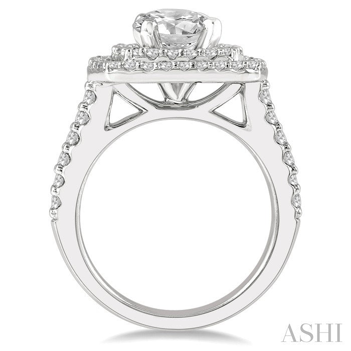 1 Ctw Princess Cut Semi-Mount Diamond Engagement Ring in 14K White Gold
