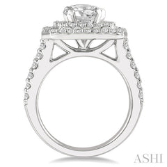 1 Ctw Princess Cut Semi-Mount Diamond Engagement Ring in 14K White Gold